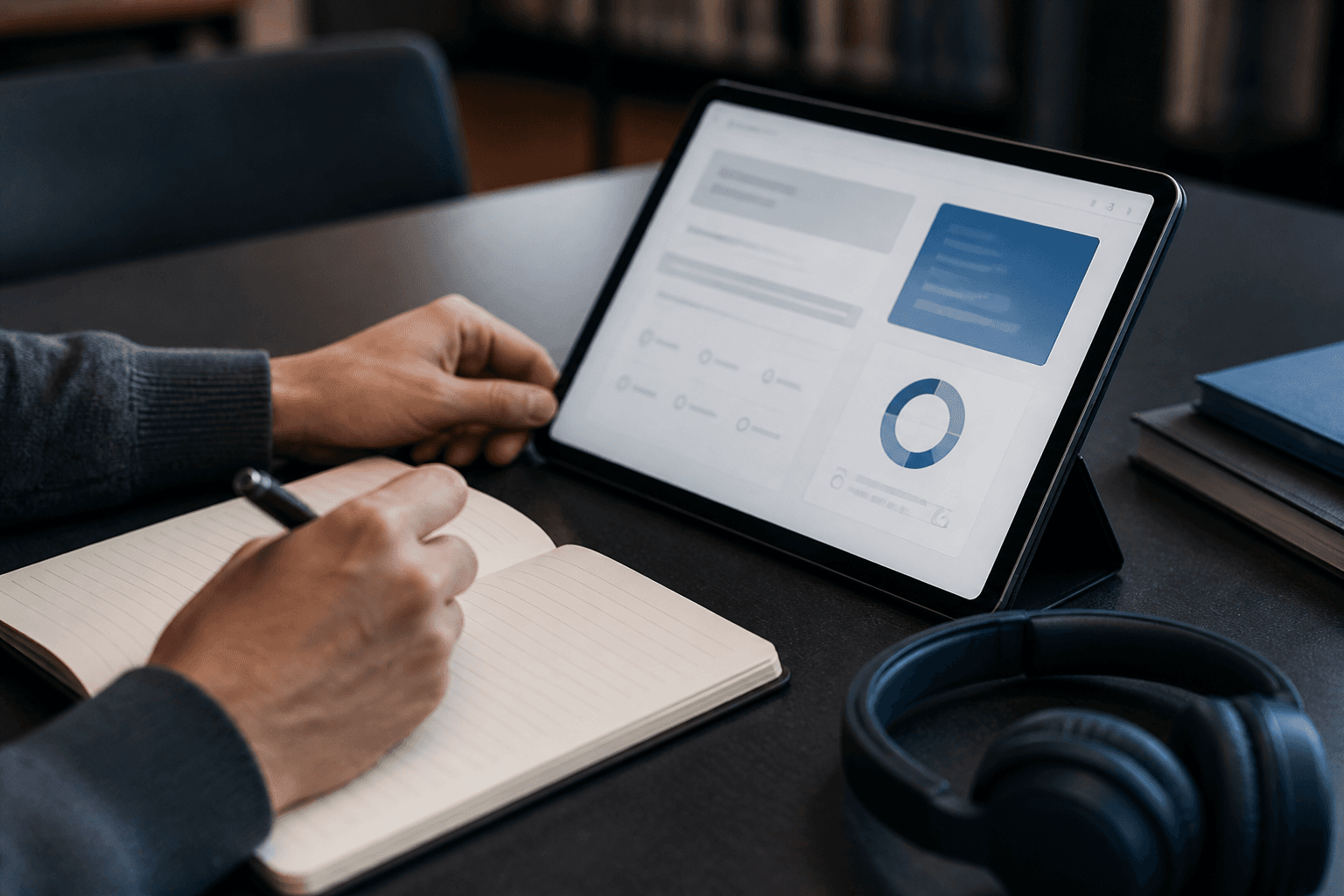 Escena ilustrativa de plataforma de formación web y móvil